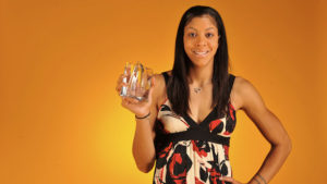 SAN ANTONIO - OCTOBER 3: Candace Parker #3 of the Los Angeles Sparks poses for a portrait with the Hanns-G 'Go Beyond' Rookie of the Year award prior to Game Two of the WNBA Finals on October 3, 2008 at AT&T Center in San Antonio, Texas. NOTE TO USER: User expressly acknowledges and agrees that, by downloading and/or using this photograph, User is consenting to the terms and conditions of the Getty Images License Agreement. Mandatory Copyright Notice: Copyright 2008 NBAE (Photo by Garrett Ellwood/NBAE via Getty Images)